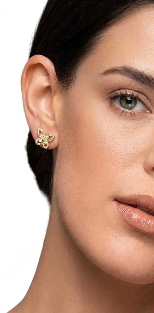 Boucles d’Oreilles Papillon Élégance – Plaqué Or jaune