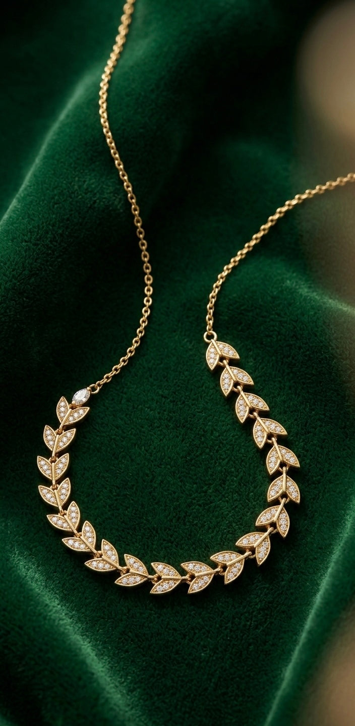 Collier Couronne de Laurier– Plaqué Or