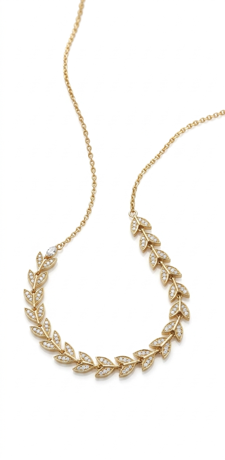 Collier Couronne de Laurier– Plaqué Or