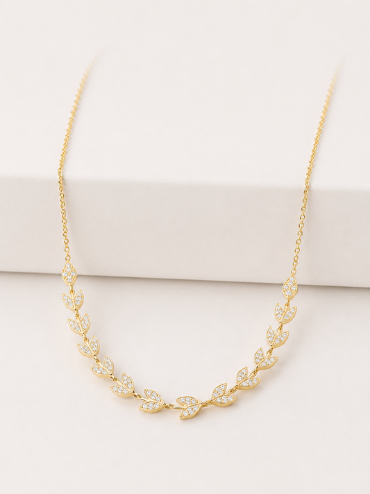 Collier Couronne de Laurier– Plaqué Or