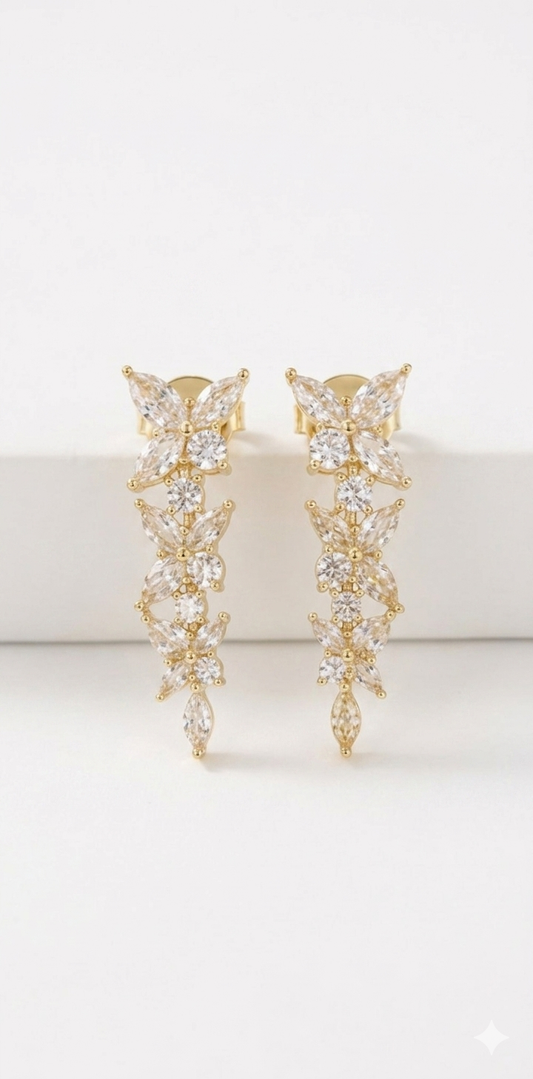 Boucles d'Oreilles Pendantes Papillons Célestes– Plaqué Or