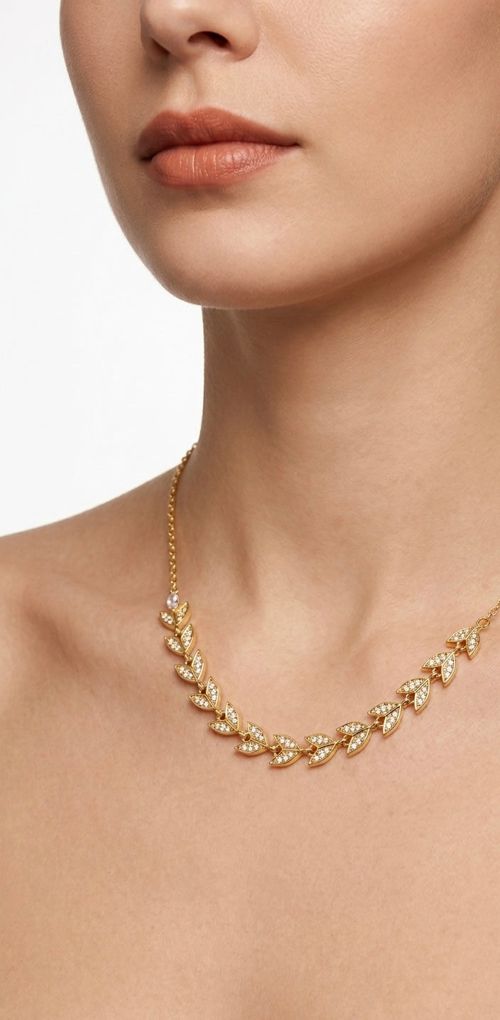 Collier Couronne de Laurier– Plaqué Or