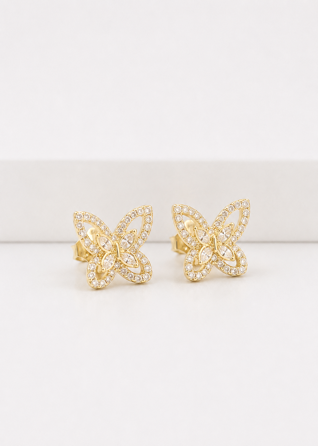 Boucles d’Oreilles Papillon Élégance – Plaqué Or jaune