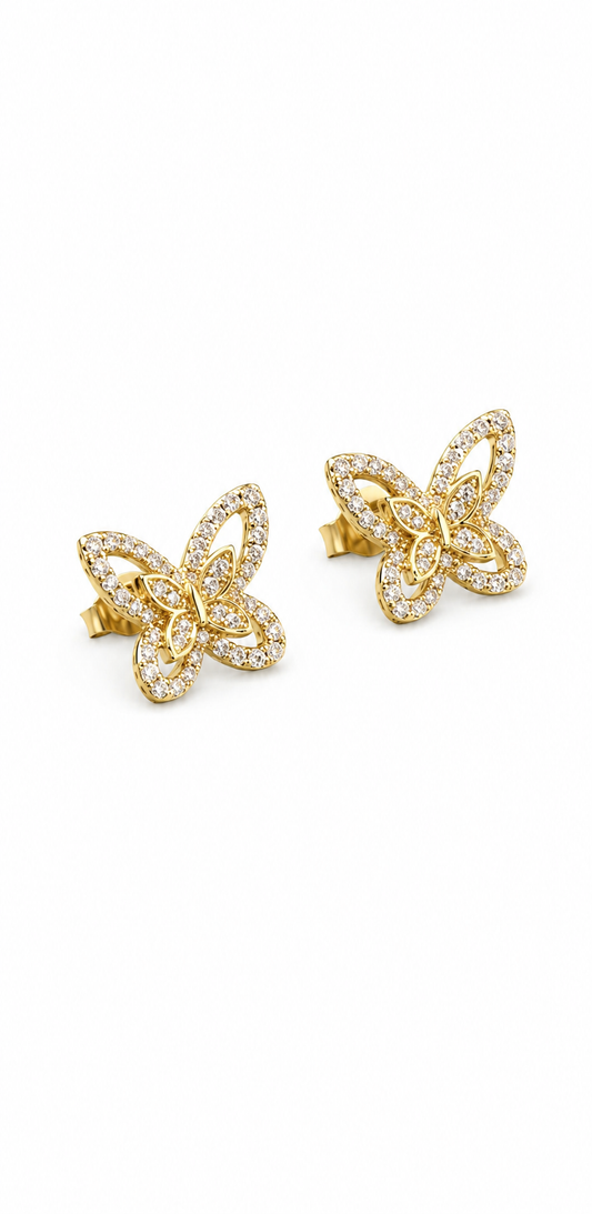 Boucles d’Oreilles Papillon Élégance – Plaqué Or jaune