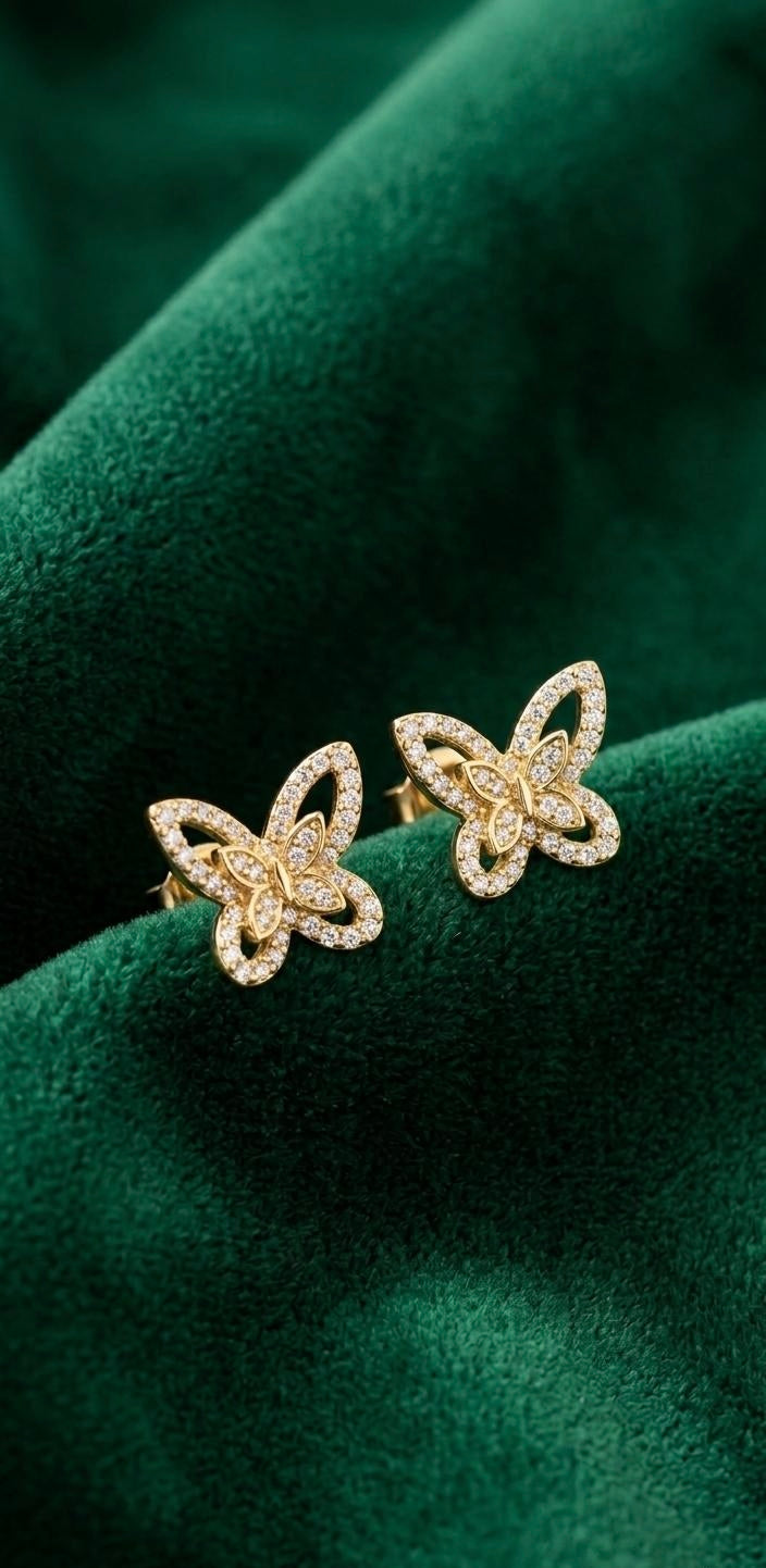 Boucles d’Oreilles Papillon Élégance – Plaqué Or jaune