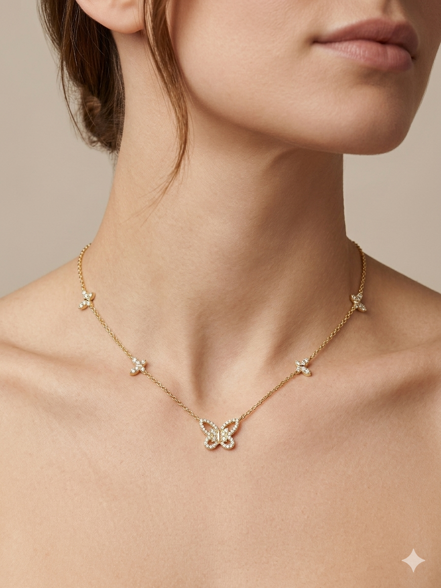 Collier Butterfly Glow- Argent